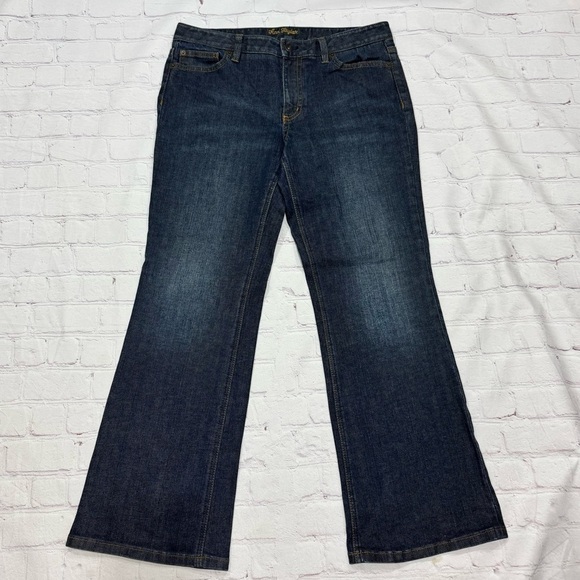 ANN TAYLOR Women’s Denim JEANS Modern Fit Lindsay Waist Dark Wash Boot Flare 12 - Picture 1 of 13